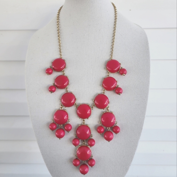 Erica Lyons Bubble Necklace Pink and Gold Tone Statement Necklace NWT - Picture 1 of 14